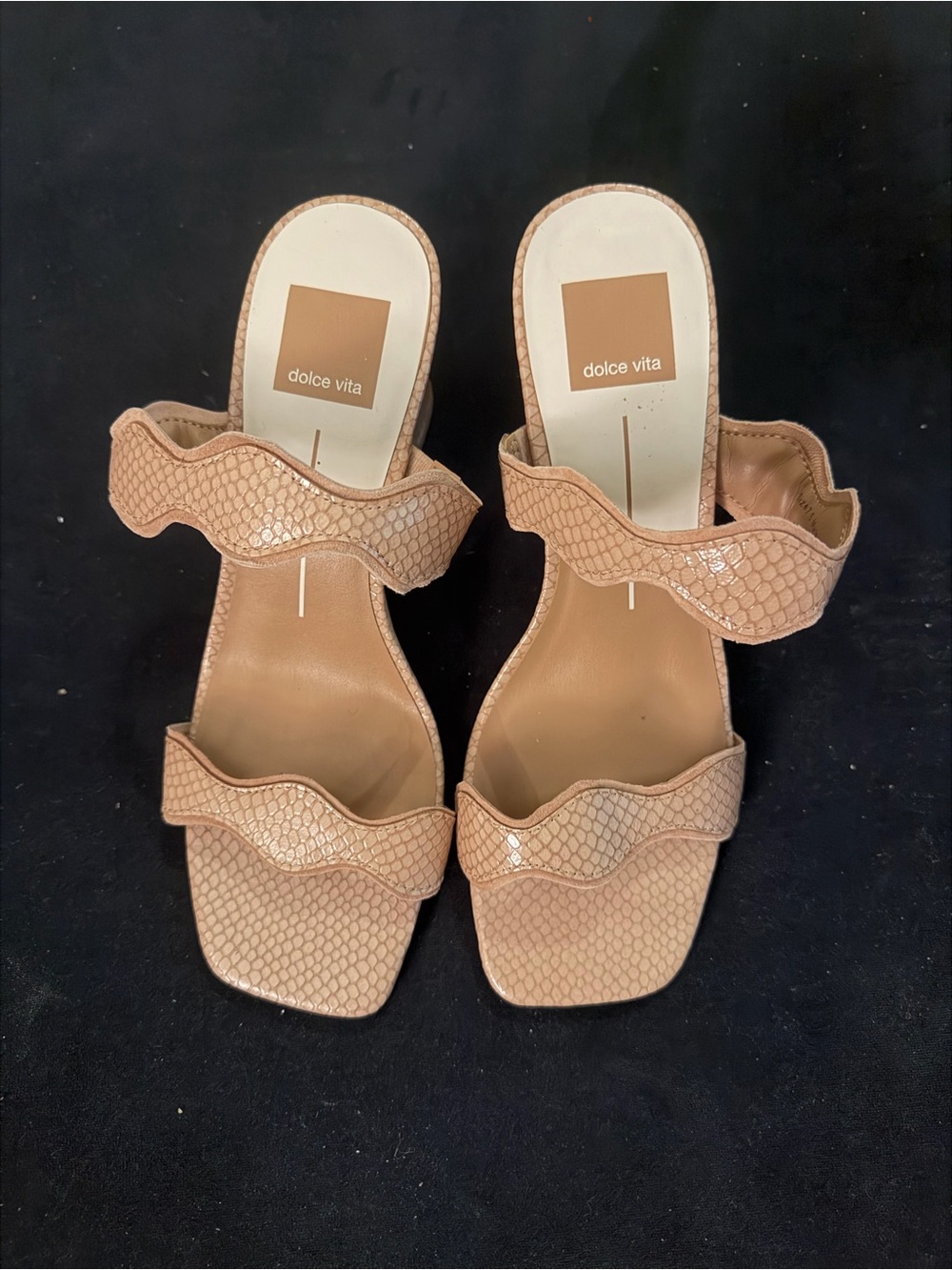Dolce Vita Ilva Double-Strap Heeled Sandals in Beige